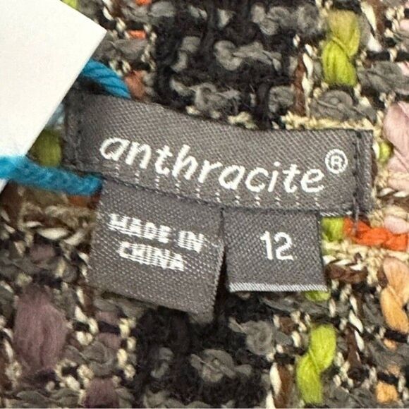 Anthracite Multi Color Tweed Open Front Jacket 12 - Picture 2 of 8